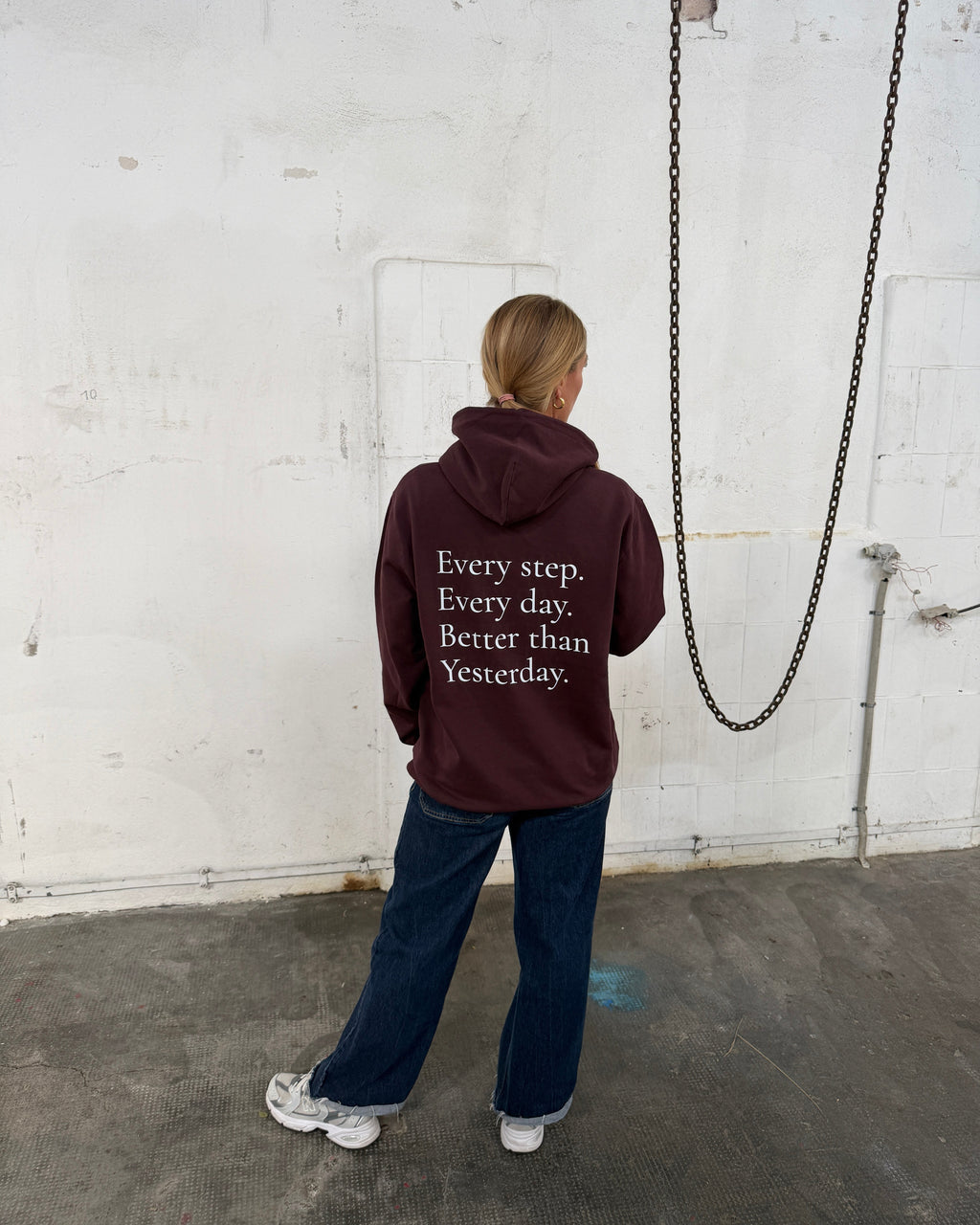 EVERY STEP. EVERY DAY. BETTER THAN YESTERDAY. — Red-Brown Hoodie